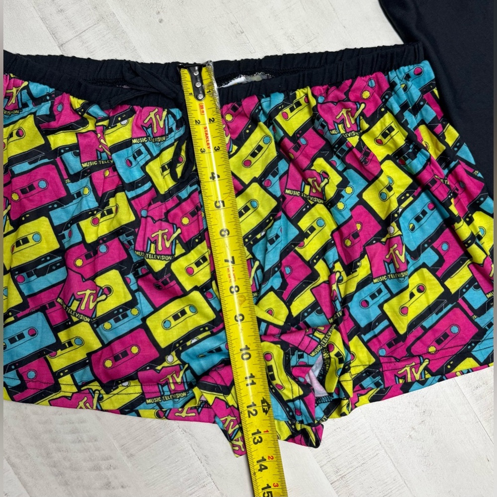 Intimo MTV Womens' Music Television Neon Cassette Tape Sleep Pajama Set Short - Picture 4 of 11